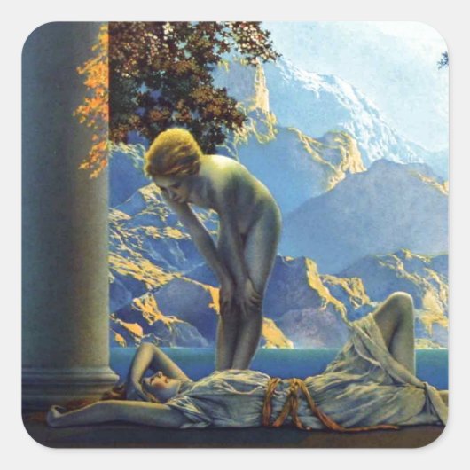 Maxfield Parrish Daybreak Quadratischer Aufkleber (Vorderseite)