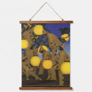Maxfield Parrish Die Laternen Träger 1908 Vintage Wandteppich Mit Holzrahmen