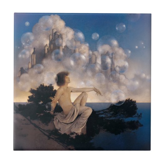 Maxfield Parrish Luftschlösser 1904 Vintage Fantas Fliese (Vorderseite)