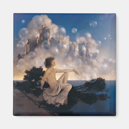 Maxfield Parrish Luftschlösser 1904 Vintage Fantas Magnet (Vorne)