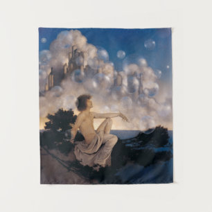 Maxfield Parrish Luftschlösser 1904 Vintage Fantas Wandteppich