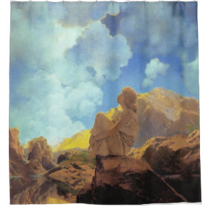 Maxfield Parrish Morgen 1922 Wolken Blau Fine Art Duschvorhang