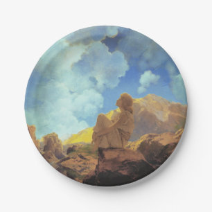 Maxfield Parrish Morgen 1922 Wolken Blau Fine Art Pappteller