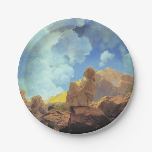 Maxfield Parrish Morgen 1922 Wolken Blau Fine Art Pappteller (Vorderseite)