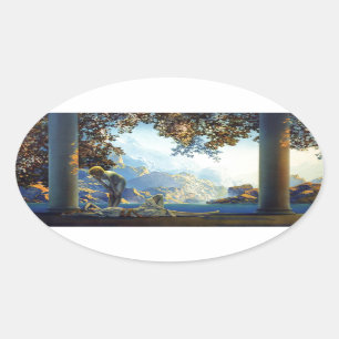 Maxfield Parrish Tagesanbruch Ovaler Aufkleber