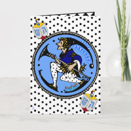 Maxfield Parrish-y Chanukka Elf und Dreidel Feiertagskarte