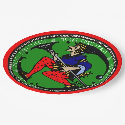 Maxfield Parrish-y Christmas Elf (Cookie Tray) Pappteller (Schrägansicht)