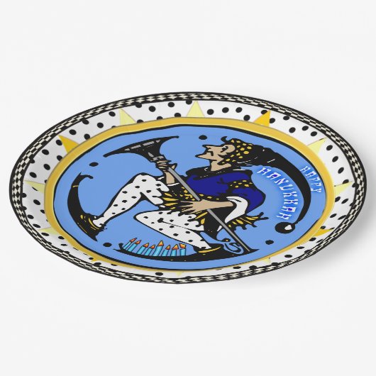 Maxfield Parrish-y Hanukkah Elf v2 Pappteller (Schrägansicht)