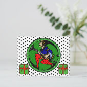 Maxfield Parrish-y Weihnachtself Feiertagspostkarte (Stehend Vorderseite)