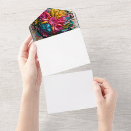 Maximal druckbar Abstrakt farbig All In One Einladung