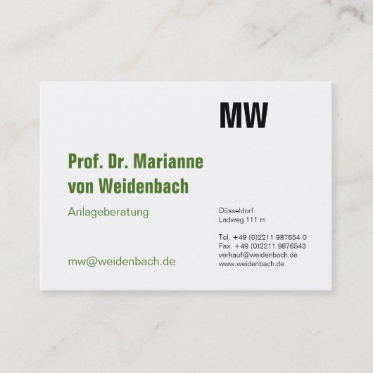 Maximal Elegant grün Visitenkarte (Vorderseite)