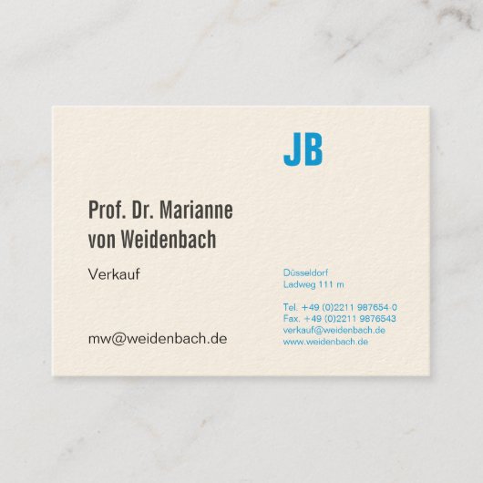 Maximal elegant visitenkarte (Vorderseite)