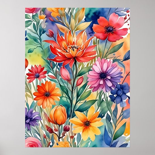 Maximal farbige Blume Print Poster (Vorne)