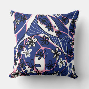Maximal floral neuro Art - Blue Pink White Kissen
