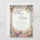 Maximal Save the Date Vintage Blumenschrift Einladung (Vorderseite)