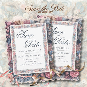 Maximal Save the Date Vintage Blumenschrift Einladung