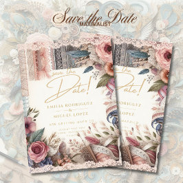 Maximal Save the Date Vintage Blumenschrift Einladung