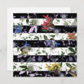Maximal Vintage Blume Schwarz-weiß Streifen Dankeskarte (Vorne/Hinten)