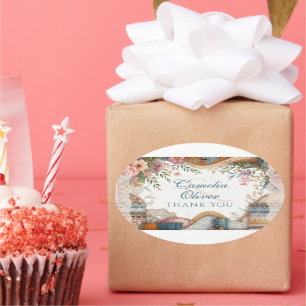 Maximale Gastgeschenk Hochzeit Gift Vintage Blüte Ovaler Aufkleber