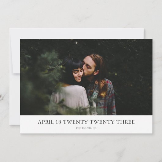 Maximaler Minimalwert Foto Save the Date Karte (Vorderseite)