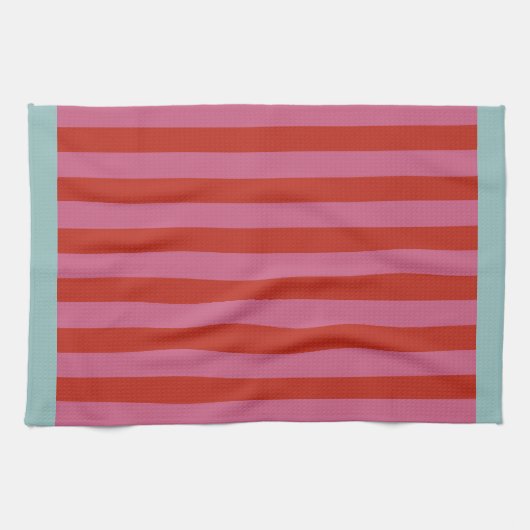 Maximaler rosa und roter Streifen mit türkisfarben Geschirrtuch (Horizontal)