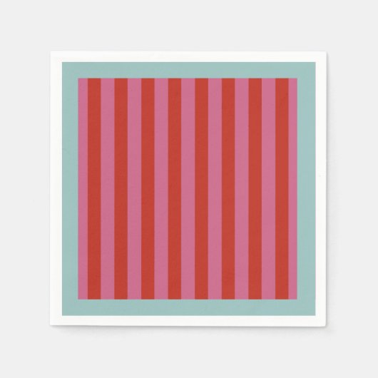 Maximaler rosa und roter Streifen mit türkisfarben Serviette (Vorderseite)