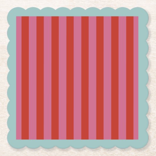 Maximaler rosa und roter Streifen mit türkisfarben Untersetzer (Vorderseite)