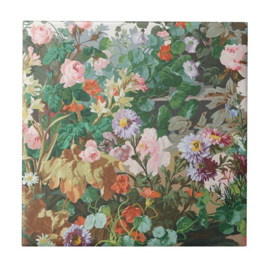 Maximaler Traum Vintag Dunkle Flora Fliese (Vorderseite)