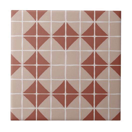 Maximales geometrisches Muster (Terracotta) Fliese (Vorderseite)