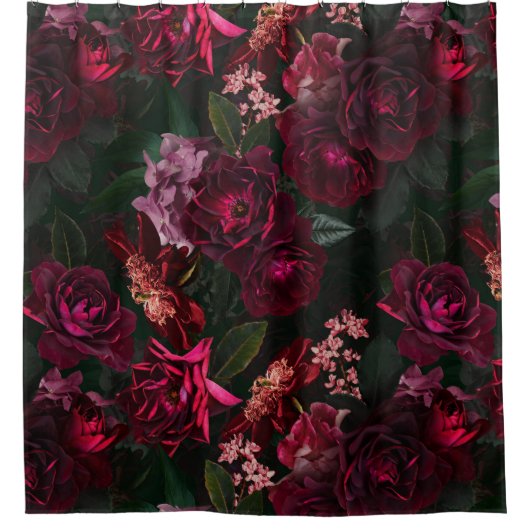 Maximalism Real Moody Rose Florals Duschvorhang (Vorderseite)