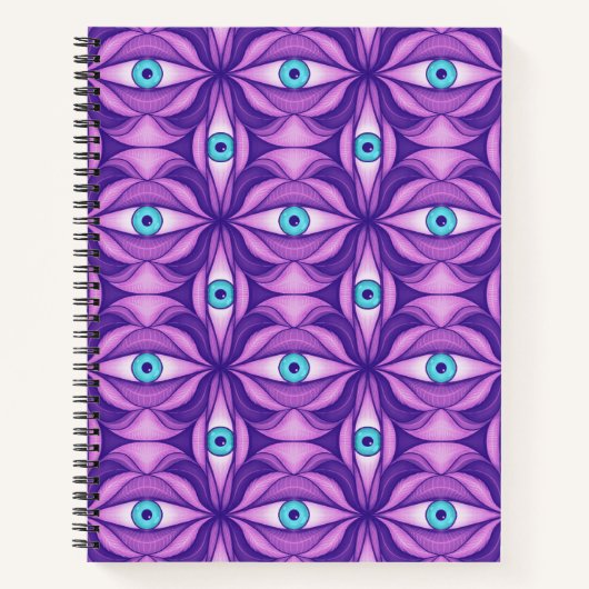 Maximalist Abstract Botanical Eye Pattern Purple Notizblock (Vorderseite)