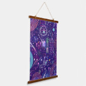 Maximalist Abstract on Purple Wandteppich Mit Holzrahmen (Gewinkelt)