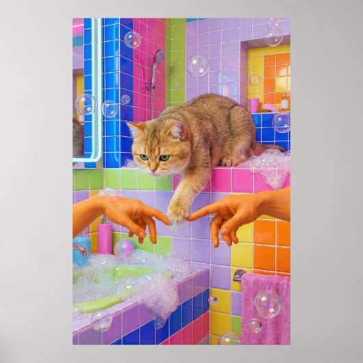 Maximalist Bathroom Wall Art, British shorthair Poster (Vorne)