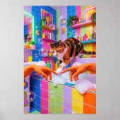 Maximalist Bathroom Wall Art, Calico Cat Poster (Vorne)