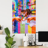 Maximalist Bathroom Wall Art, Calico Cat Poster (Heimbüro)