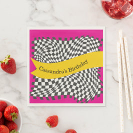 Maximalist Birthday Checkered farbenfroh Serviette