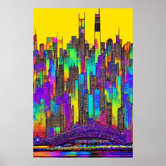 Maximalist Chicago Skyline Poster (Vorne)