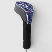 Maximalist Floral Neuro Art - Blue Pink White  Golf Headcover (angewinkelt)