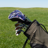 Maximalist Floral Neuro Art - Blue Pink White  Golf Headcover (In SItu)