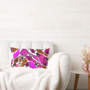 Maximalist Floral Neuro Art - Fuchsia White Lendenkissen