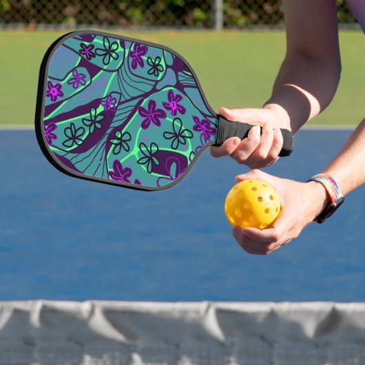Maximalist Floral Neuro Art - Teal Purple Black Pickleball Schläger (InSitu)