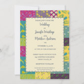 Maximalist Floral Quilt Boho Style Wedding Einladung (Vorderseite)