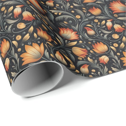 Maximalist Folk Art Antique Floral Botanisch Geschenkpapier (Rolleneckpunkt)