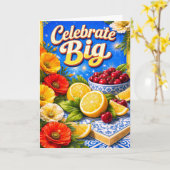 Maximalist Fruit and Floral Summer Birthday Card  Karte (Gelbe Blume)