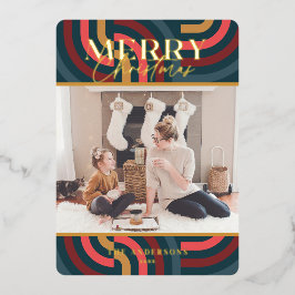 Maximalist Geometric Aquamarin Christmas Foto Folieneinladung