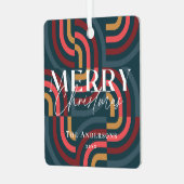 Maximalist Geometric Aquamarin Christmas Foto Ornament Aus Metall (Vorderseite links)