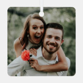 Maximalist Geometric Aquamarin Christmas Foto Ornament Aus Metall (Rückseite)