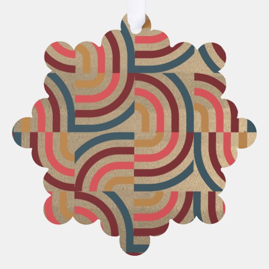 Maximalist Geometric Red Christmas Foto Ornament Karte (Rückseite)