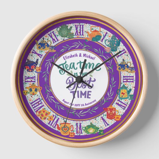 Maximalist Kitchen Tee Time Personalisiert JEDES E Uhr (Vorderseite)