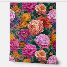 Maximalist Lilac und Peach Blooms auf Pink Tapete